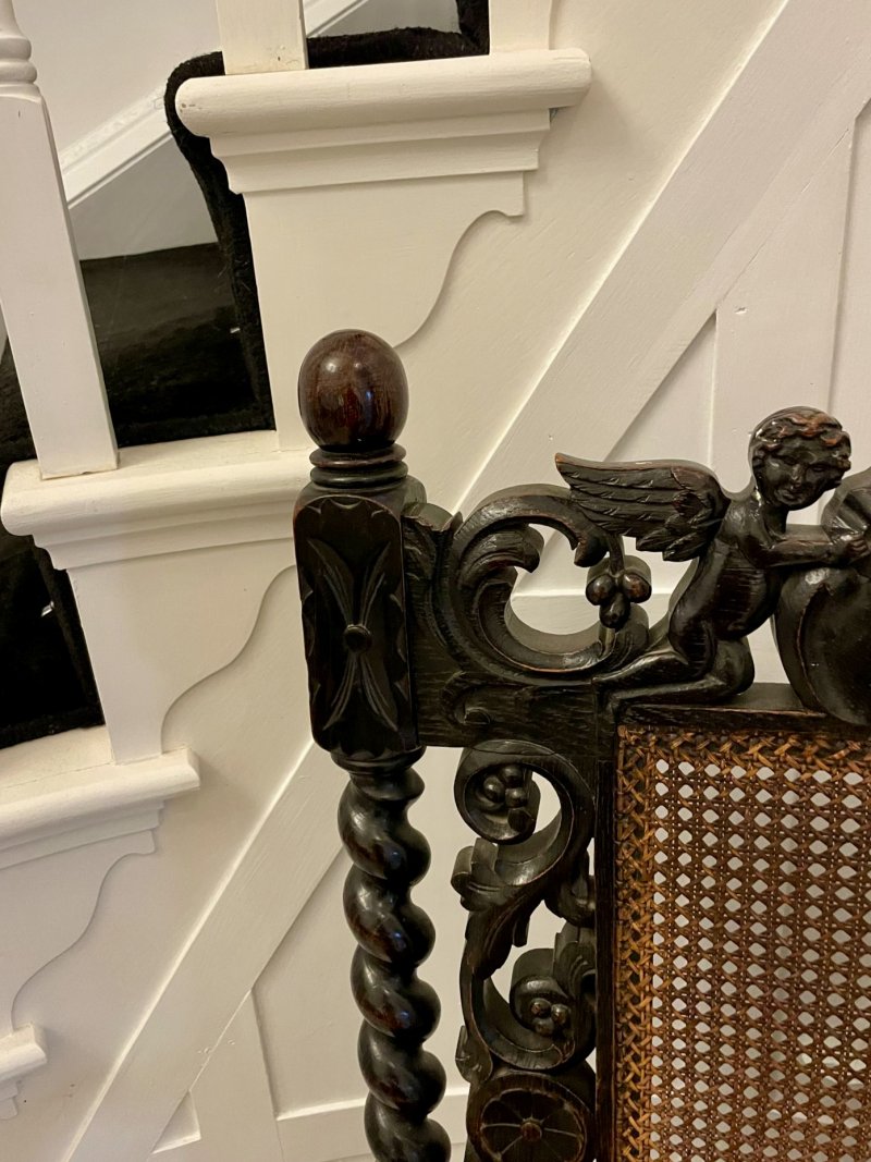 Large Antique Victorian Quality Carved Oak Throne Chair - Image 6